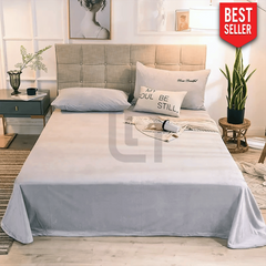 Velvet Flat Bed Sheet - Light Grey