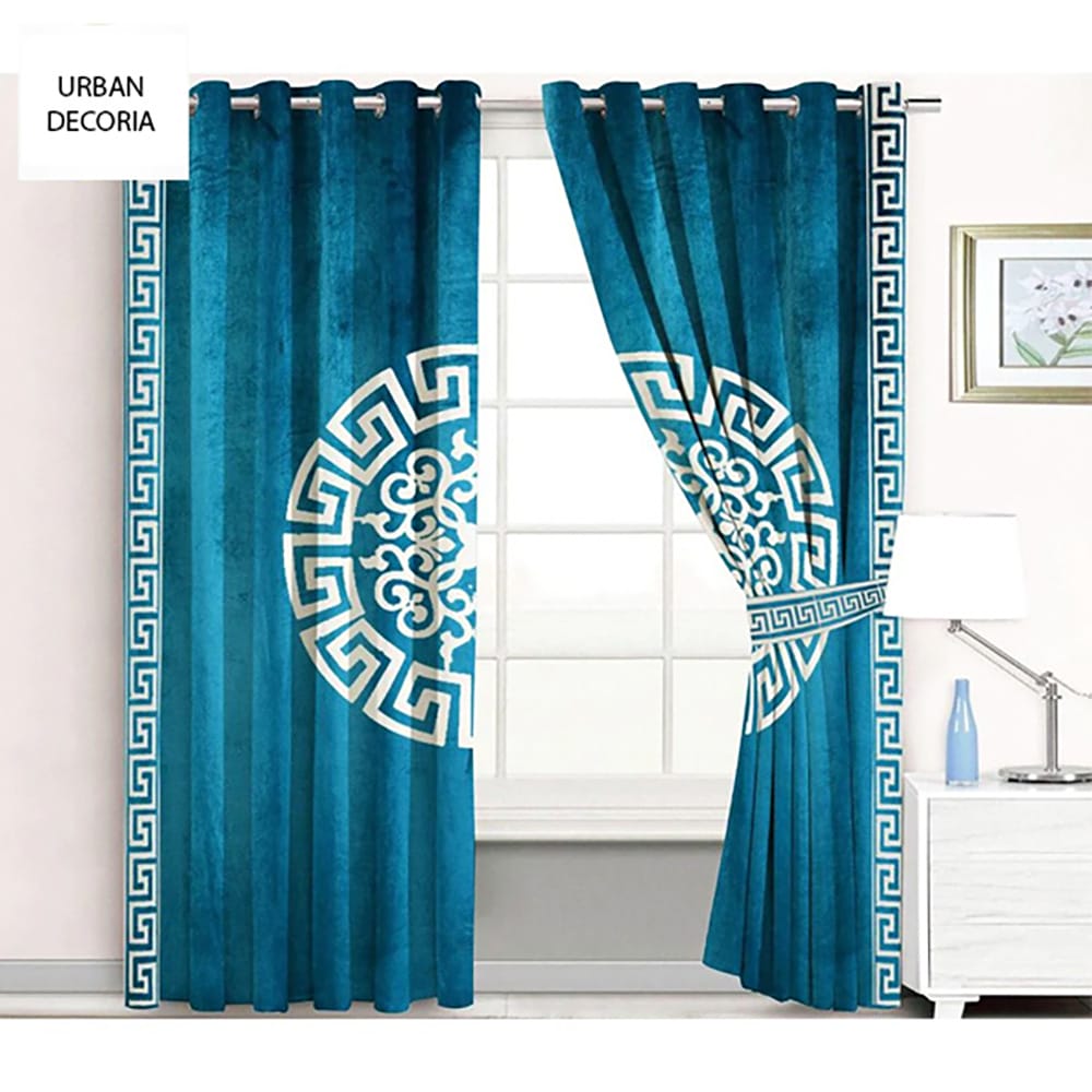 velvet curtain - cyan