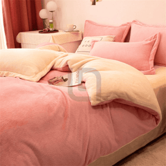 Reversible Duvet Cover - Coral & Beige