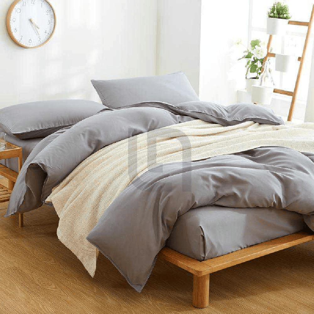 Reversible Rich Cotton Duvet Cover - Grey