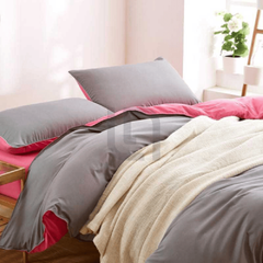 Reversible Rich Cotton Duvet Cover - Grey & Pink