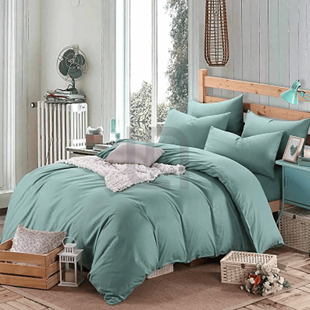 Reversible Rich Cotton Duvet Cover - Mint Green