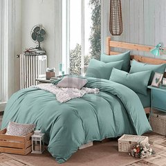 Reversible Rich Cotton Duvet Cover - Mint Green