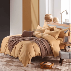 Reversible Rich Cotton Duvet Cover - Mustard