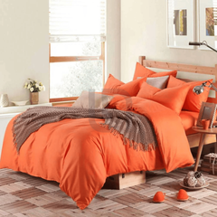 Reversible Rich Cotton Duvet Cover - Orange