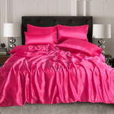 Silk Duvet Cover Set - Bright Pink
