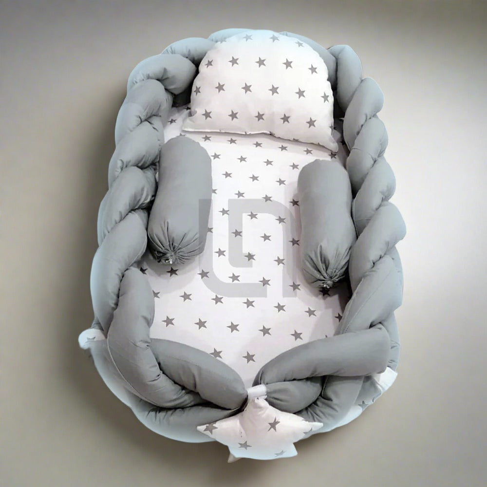 Stars White Grey Baby Nest