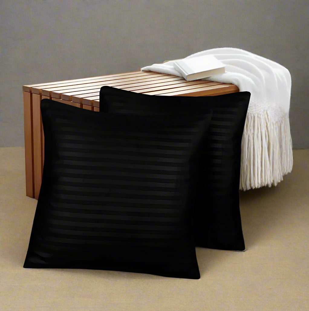 stripe style cushion cover-black