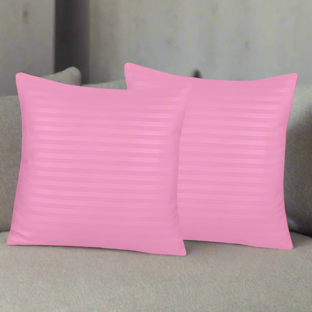Pack of 5 Premium Satin Stripe Cushion Covers - Pink