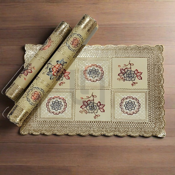 3 pc Table Mat Set & Placemat – Coaster - Multi Golden