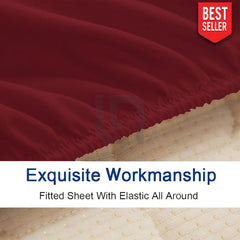 Fitted bed sheet burgundy color