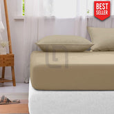 Cotton fitted sheet - Hazelnut