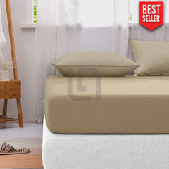 Cotton fitted sheet - Hazelnut