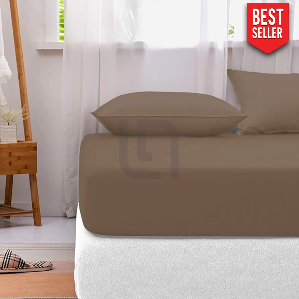 Cotton fitted sheet - Light Brown