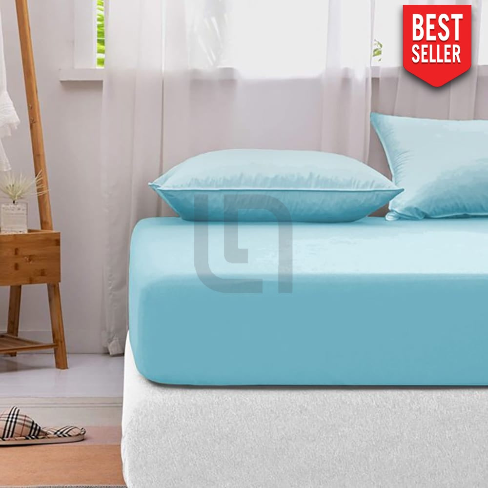 Cotton fitted sheet - Sky Blue