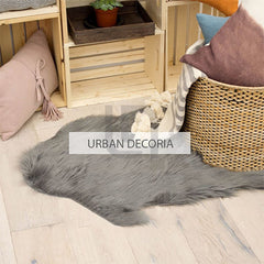 Dark Grey Fluffy Faux Fur Mat