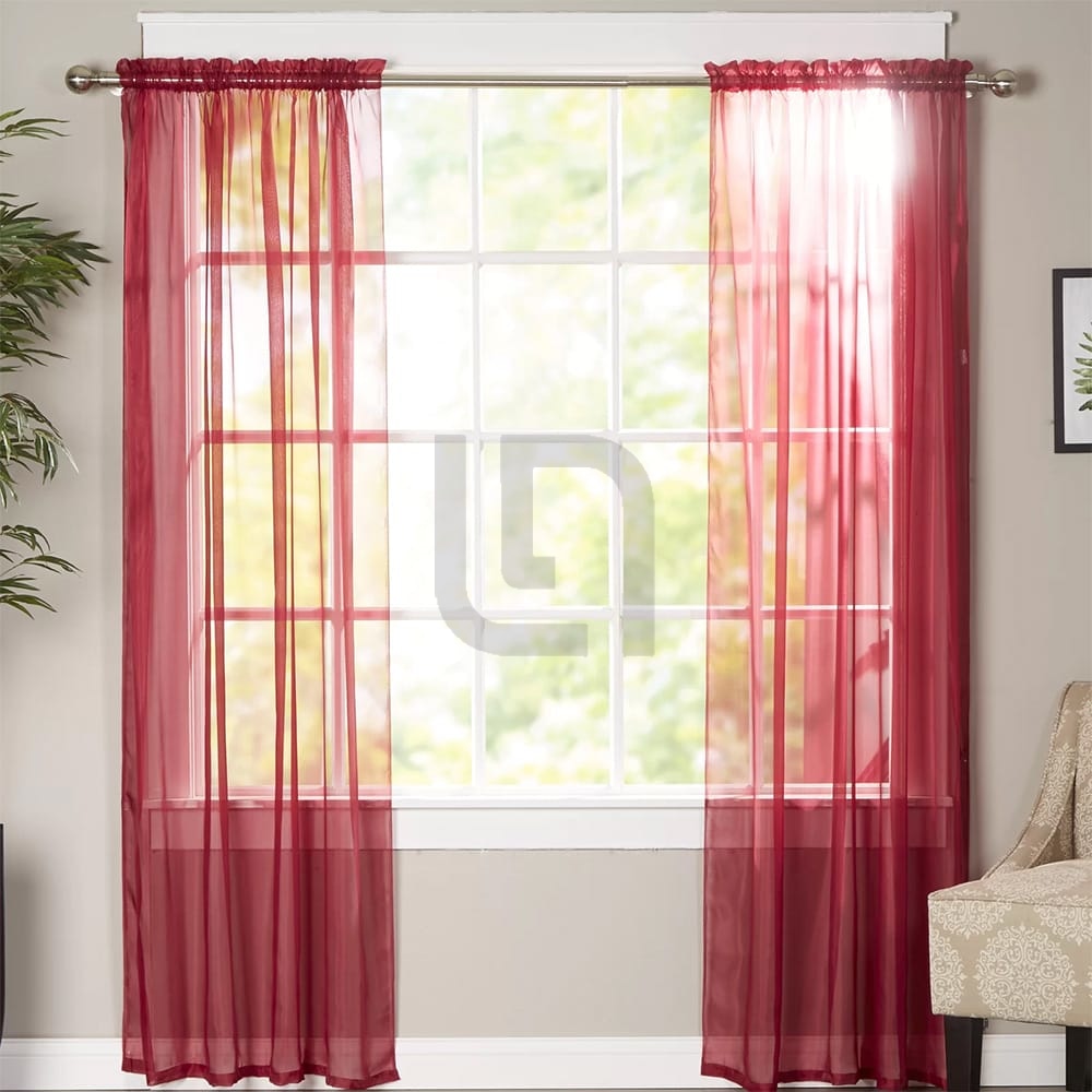 Polyester Sheer Net Curtain Burgundy