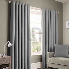 Plain Cotton Curtain Panels - Grey