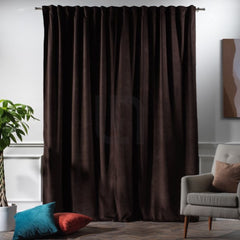 velvet curtains dark - brown