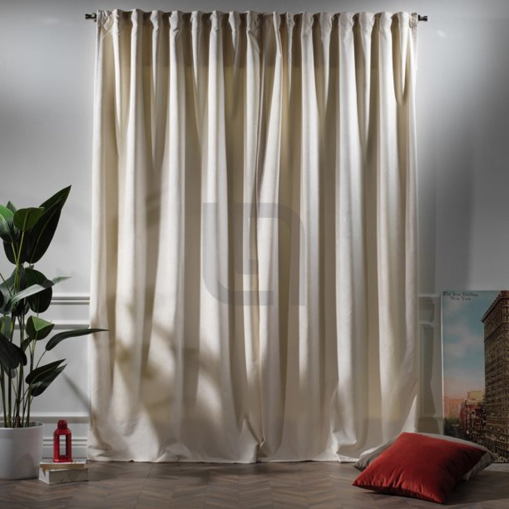 velvet curtains - off white