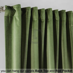 olive green velvet curtain