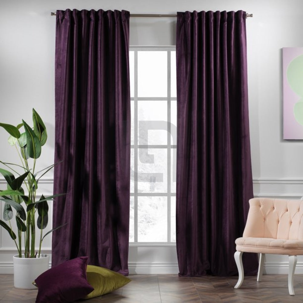 Premium Velvet Curtain Panels For Office Home Purple