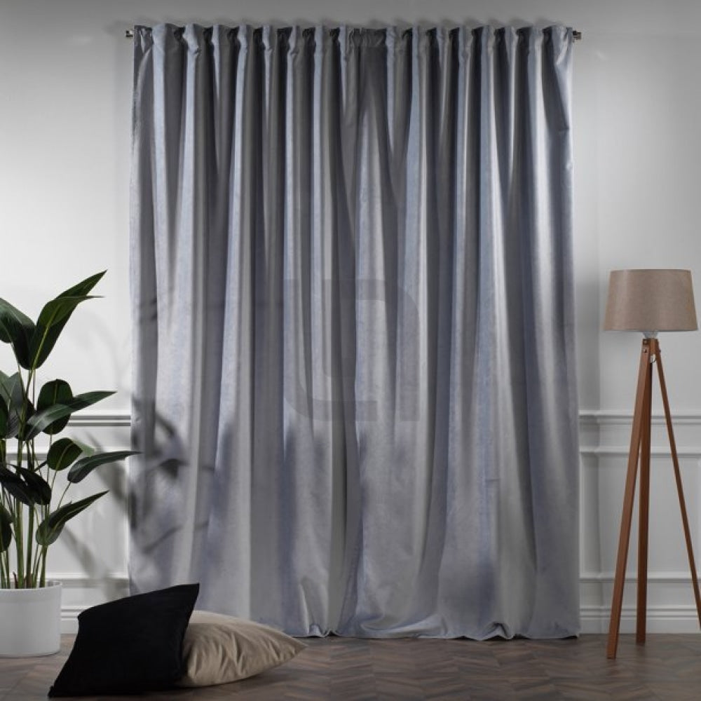 velvet curtains - silver