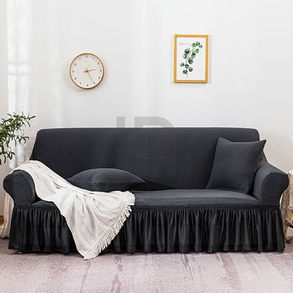 Ruffle Skirt Turkish Sofa cover - Dark Grey