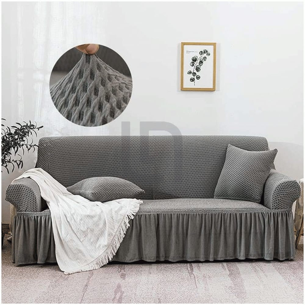 Ruffle Skirt Turkish Sofa cover - Grey