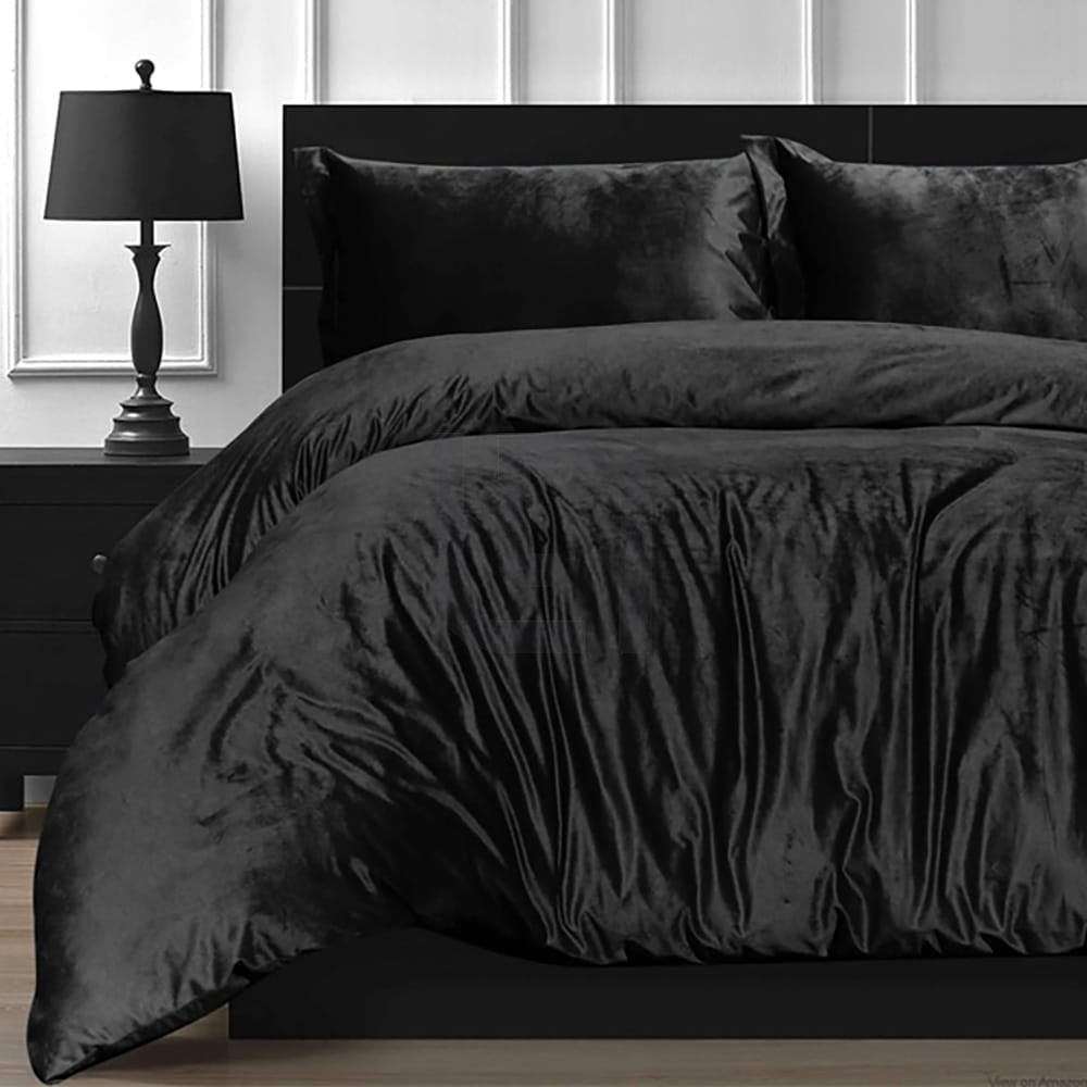 Velvet Quilt Cover - Black