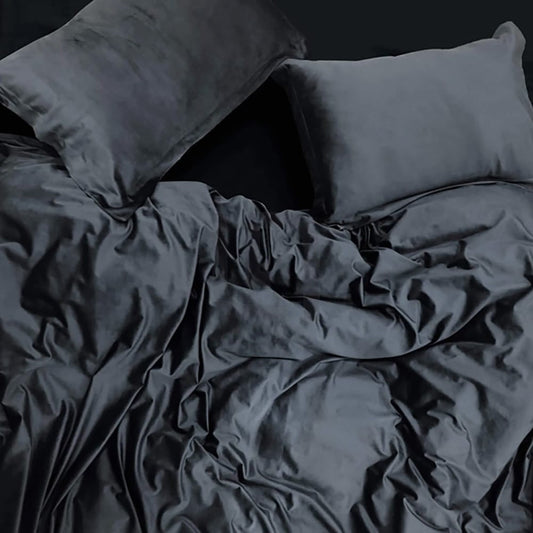 Velvet Quilt Cover - Charcoal 2
