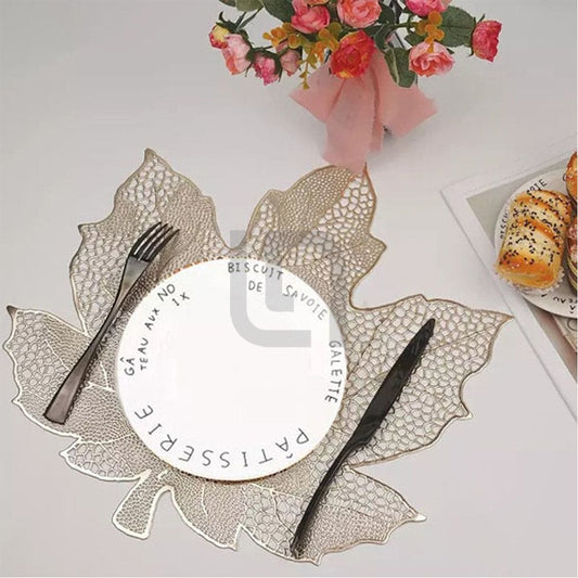 2Pcs Coaster Table Mat Set Non-Slip Vinyl Floral Golden Placemats Coasters