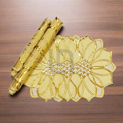 3 pc Coaster Table Mat Set Golden