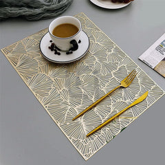 6pcs Coaster Mat Set Placemats Square Golden