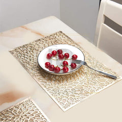 6pcs Coaster Mat Set Placemats Square Golden Petal