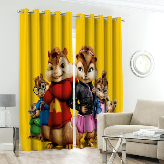 Alvin and the Chipmunks Room Curtains - 1 Curtain ( Not included 2 Curtains ) - Digital Print