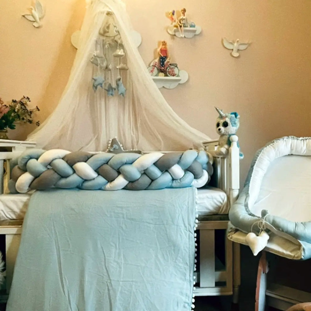 Baby Cot - Bedding Set - Cloud Grey & Powder Blue