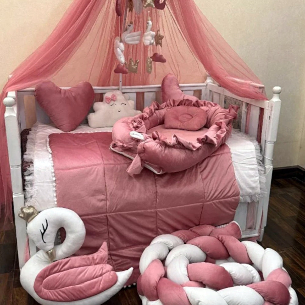 Baby Cot - Bedding Set - Rosy Swan