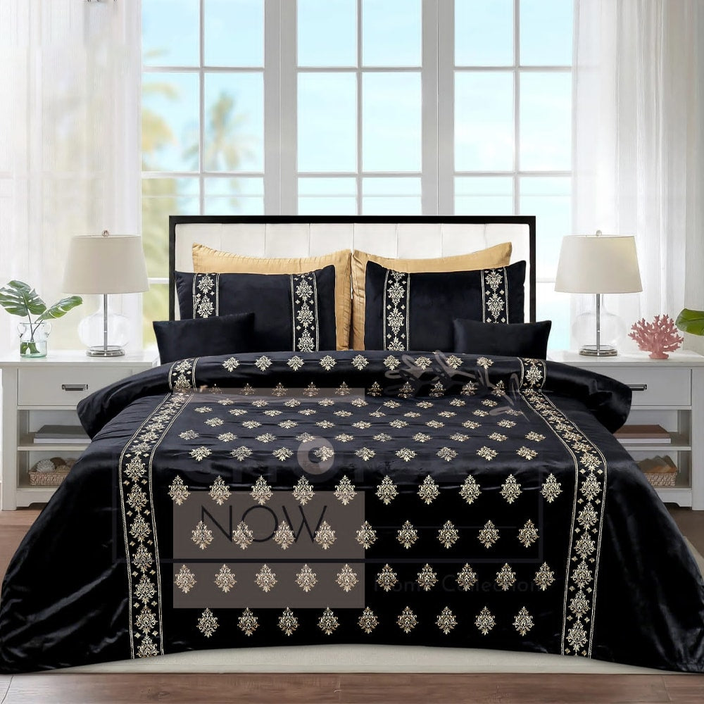 Bridal velvet bed sheet - black