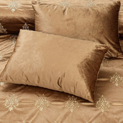 8 Pcs Bridal Velvet Bed Sheet Comforter Set – Mustard