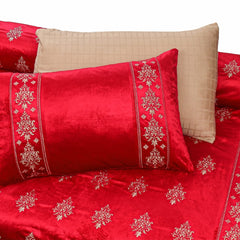 Bridal velvet bed sheet - red 1