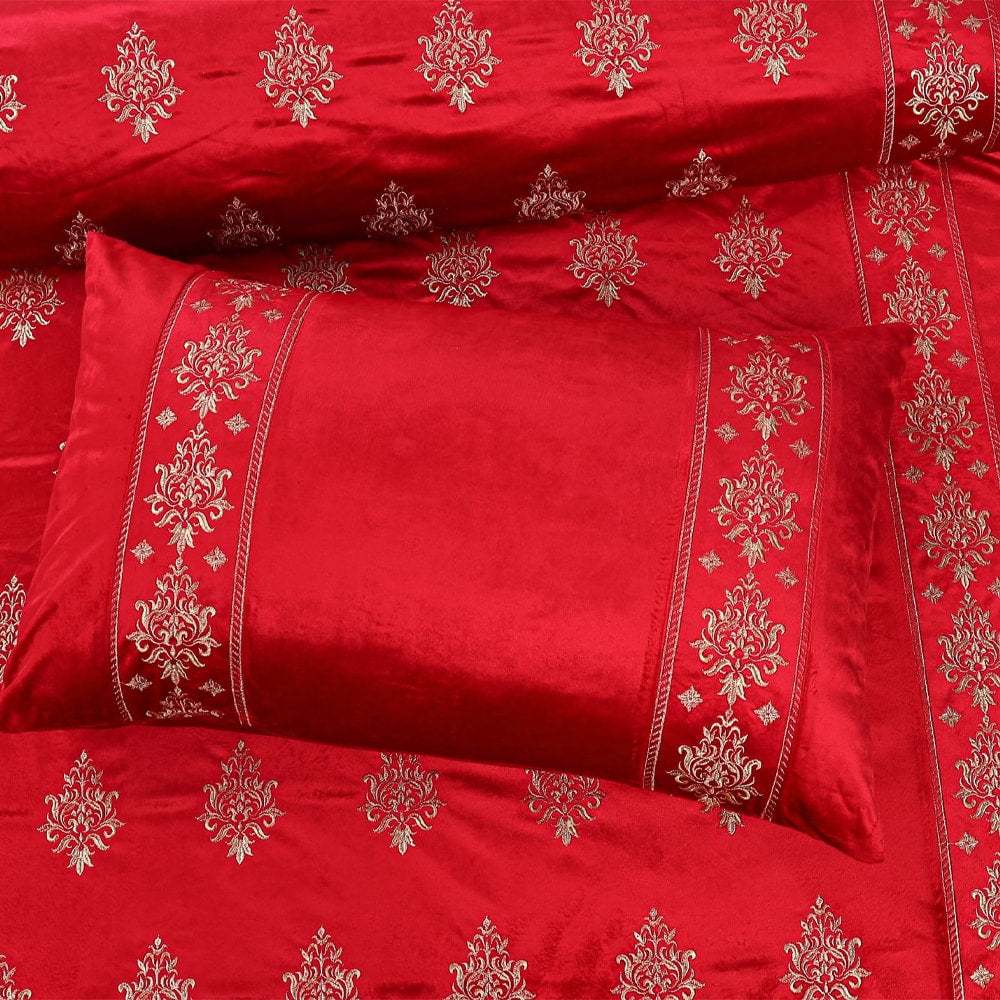 Bridal velvet bed sheet - red 3