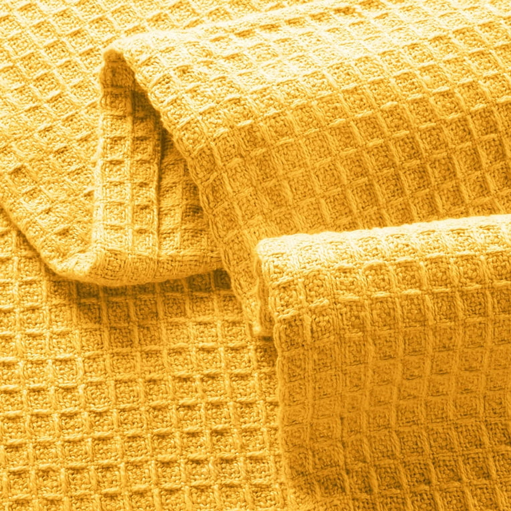 Cotton Waffle Weave Sofa & Bed Throws Blanket for Summer - Golden 2