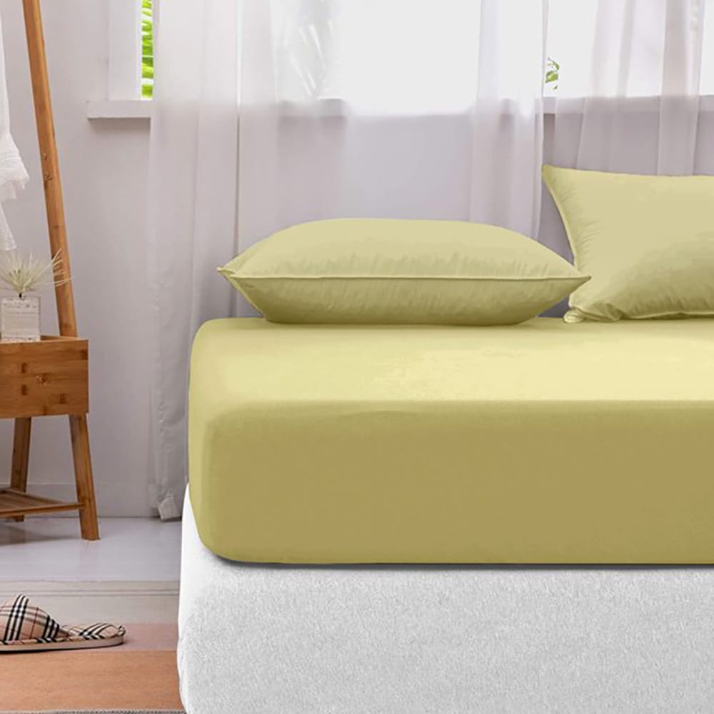 Cotton fitted sheet - Straw