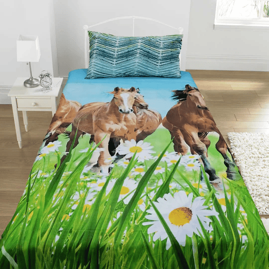Horses & Sunflower Kids Bed Sheet