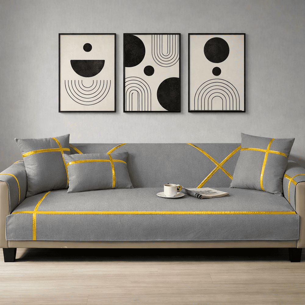 Premium Velvet Sofa Cover - Anti Slip - Grey