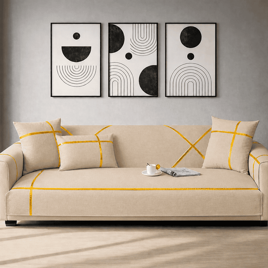 Premium Velvet Sofa Cover - Anti Slip - Beige