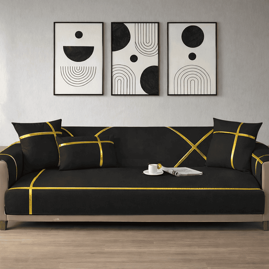Premium Velvet Sofa Cover - Anti Slip - Black