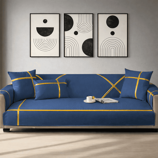 Premium Velvet Sofa Cover - Anti Slip - Blue