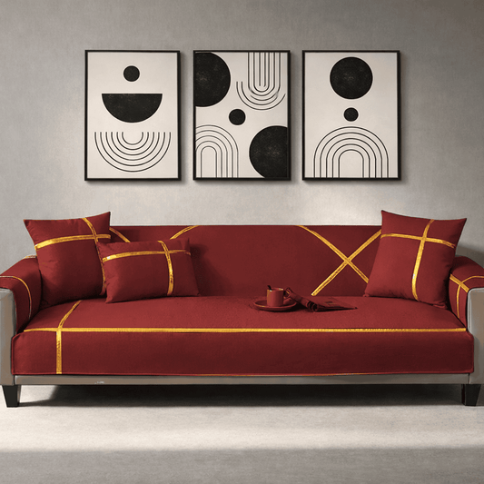 Premium Velvet Sofa Cover - Anti Slip - Maroon